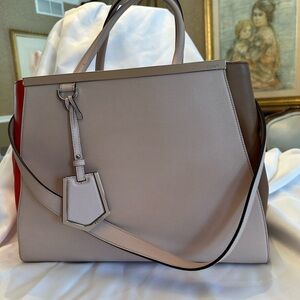 Fendi 2014  vintage 2jour elite calf leather Pink  Beige & Red colorblock